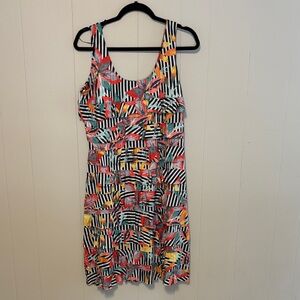 Tropical Print Sleeveless Dress